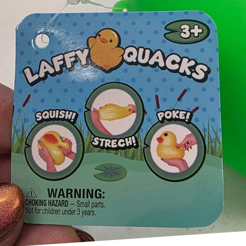 Laffy Quacks Blue Rubber Duck Squish Stretch Sensory Toy Stress Ball Fidget NEW